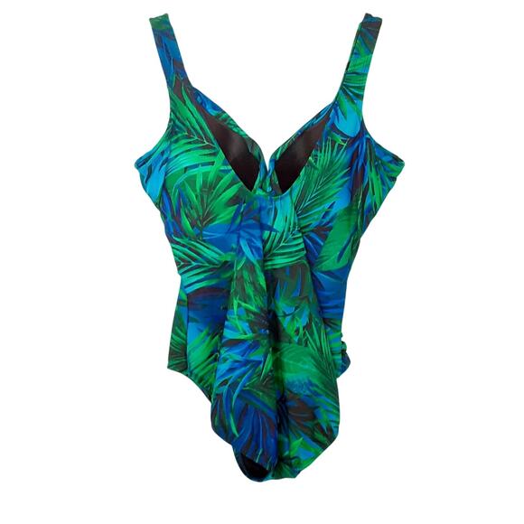 MiracleSuit Rock Solid Revele Underwire One Piece Swimsuit & Sheer Sarong Sz 16 - Picture 3 of 15